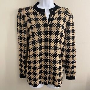 St John Tan and Black Sweater Jacket Size 4